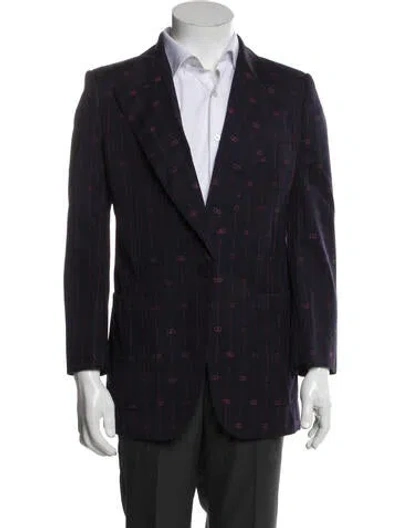 Pre-owned Gucci Gg Logo Wool Suit In Blue