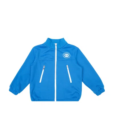 Gucci Gg-logo Zip-up Jacket In Blue