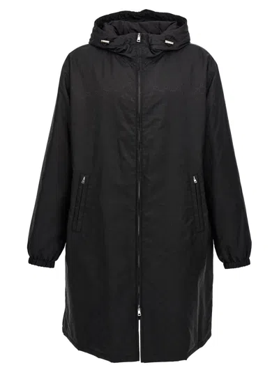 Gucci Gg Long Down Jacket In Neronero