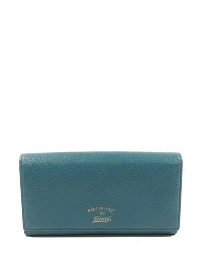 Pre-owned Gucci Gg Long Wallet In Blue