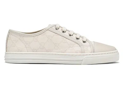Pre-owned Gucci Gg Low Cotton Washed (women's) Sneakers In White/ivory