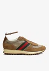 Gucci Women Re-motion Suede Low-top Sneakers In Brown