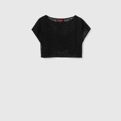 Gucci Gg Macramé Top In Black