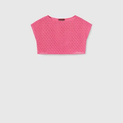 Gucci Gg Macramé Top In Pink