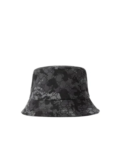 Gucci Gg Marbled Canvas Bucket Hat In Brown