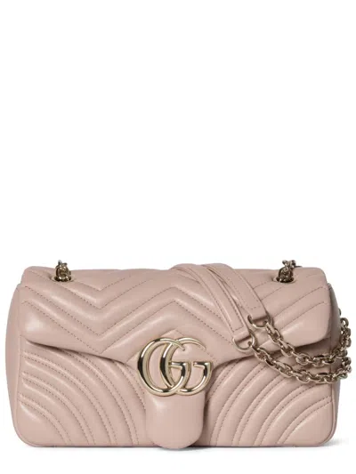 Gucci "gg Marmont" 100% Lamb Leather Shoulder Handbag In Pink