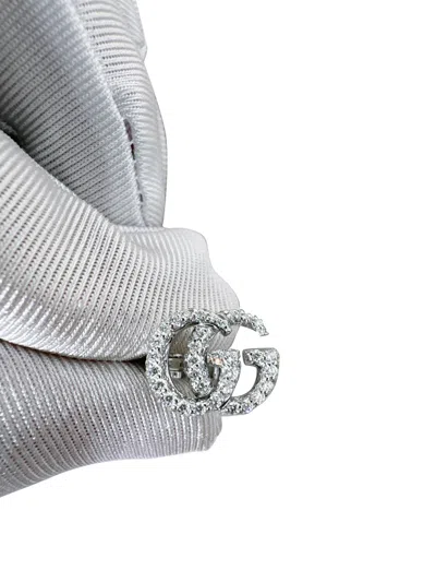 Pre-owned Gucci Gg Marmont 18k White Gold Diamond Earrings