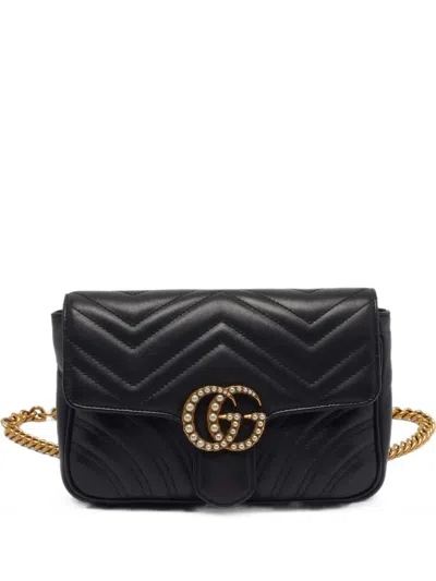 Pre-owned Gucci Gg Marmont 2.0 Matelassé Belt Bag In Black
