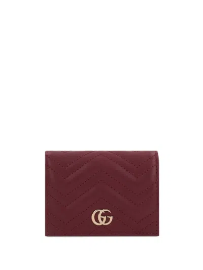 Gucci Gg Marmont Rosso Ancora Card Holder Women In Red