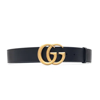 Gucci Gg Marmont 2015 Re-edition Leather Belt In Blue