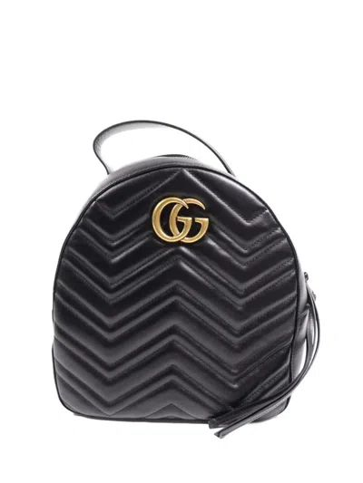 Pre-owned Gucci Gg Marmont Backpack In Black