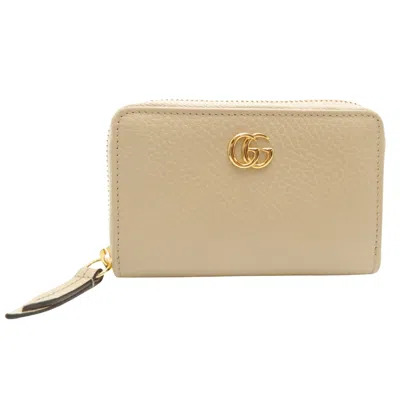 Gucci Gg Marmont Beige Leather Wallet  ()
