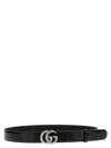 Gucci Elegant Slim 1.2-inch Leather Belt With Crystal Buckle In Black