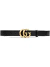 Gucci Men Gg Marmont Leather Belt In Black