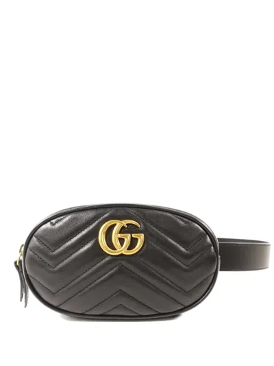 Pre-owned Gucci Gg Marmont Belt Bag In Black