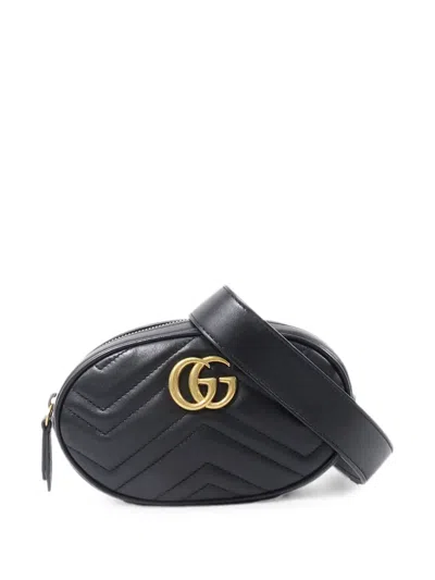 Pre-owned Gucci Gg Marmont Belt Bag In Black