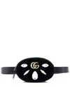 Gucci Gg Marmont Belt Bag Embellished Matelassé Velvet (authentic Pre-loved) In Black