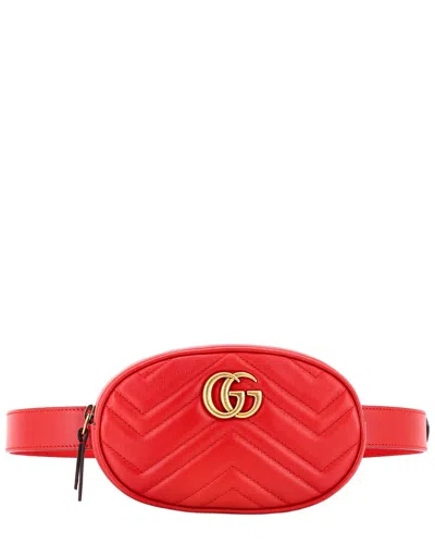 Gucci Gg Marmont Belt Bag Matelassé Leather (authentic Pre-loved) In Red