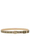 Gucci Gg Marmont Reversible Thin Belt In Beige