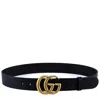 Gucci Glossy Finish Regular Belt With Bold Double G Buckle In Black