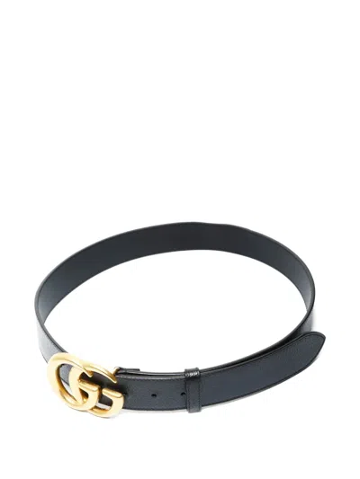 Pre-owned Gucci Gg Marmont Belt In Black