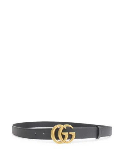 Pre-owned Gucci Gg Marmont Belt In Black