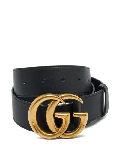 Pre-owned Gucci Gg Marmont Belt In Black