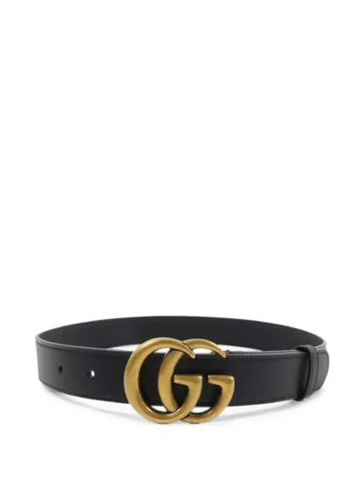 Pre-owned Gucci Gg Marmont Belt In Black