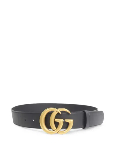 Pre-owned Gucci Gg Marmont Belt In Black