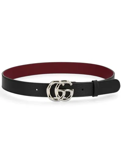 Gucci Gg Marmont Leather Belt In Black