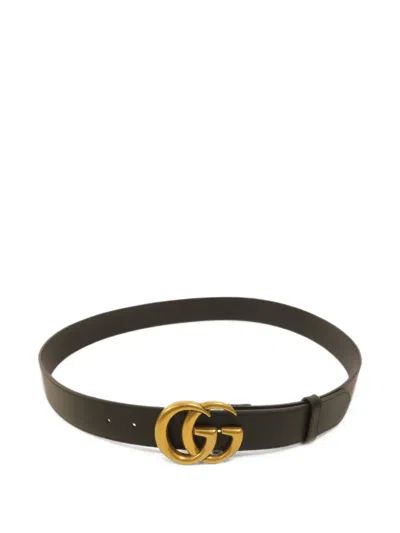 Pre-owned Gucci Gg Marmont Belt In Black