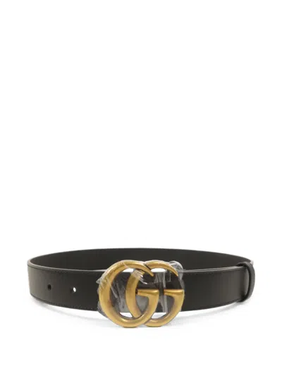 Pre-owned Gucci Gg Marmont Belt In Black