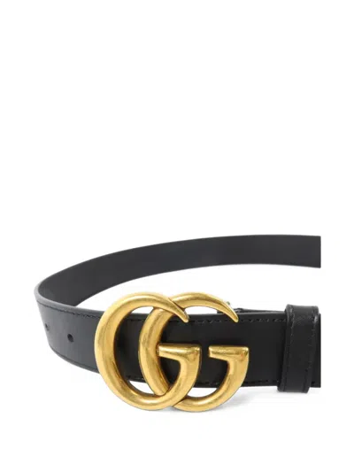 Pre-owned Gucci Gg Marmont Belt In Black