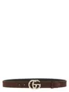 Gucci Brown Suede Belt With Bamboo Gg Marmont Buckle Women In Brown