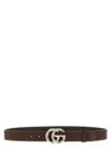 Gucci Brown Suede Belt With Bamboo Gg Marmont Buckle Women In Brown