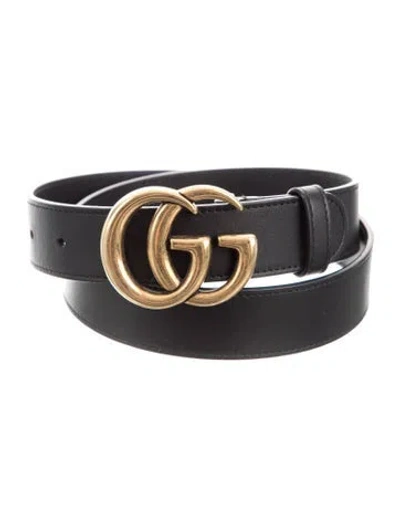 Pre-owned Gucci Gg Marmont Belt Interlocking G Logo Belt In Black