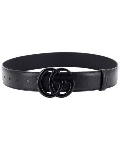 Gucci Gg Marmont Belt Leather Extra Wide (authentic Pre-loved) In Black