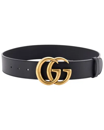 Gucci Gg Marmont Belt Leather Wide (authentic Pre-loved) In Black