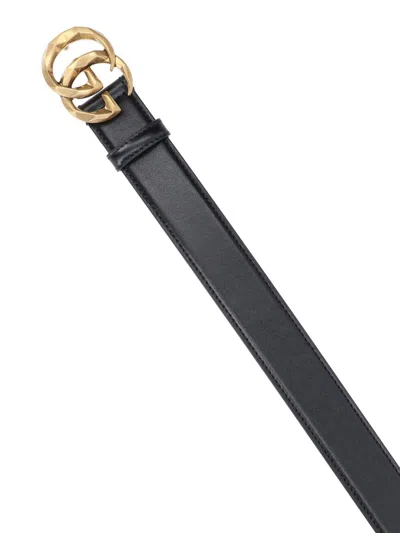 Gucci Gg Marmont Belt In Neronero