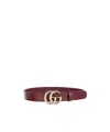 Gucci Gg Marmont Rosso Ancora Leather Belt In Red