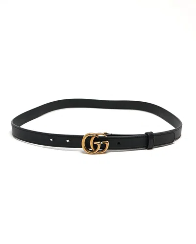 Pre-owned Gucci Gg Marmont Belt, Size 80 In Black