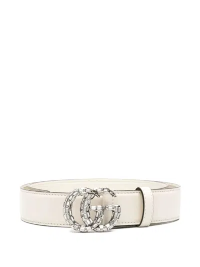 Pre-owned Gucci Gg Marmont Belt In White