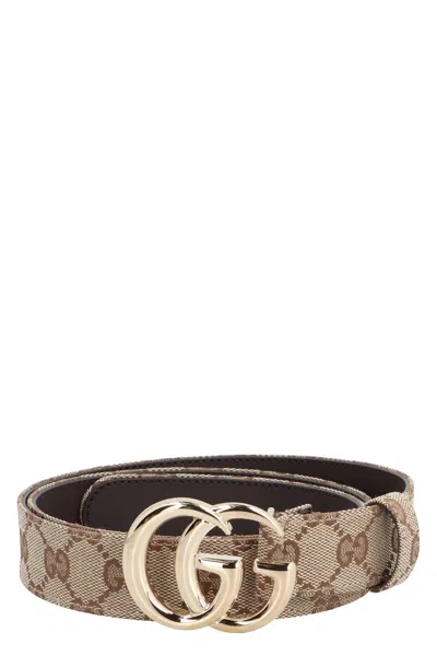 Gucci Gg Marmont Belt With Buckle In Tan