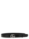 Gucci Elegant Slim 1.2-inch Leather Belt With Crystal Buckle In Black