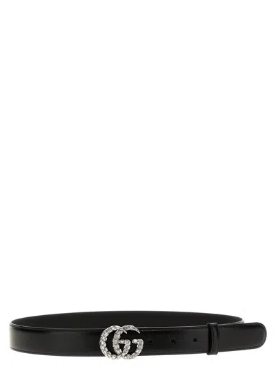 Gucci Belt Adjustable Length Embellished Buckle Hardware In Black