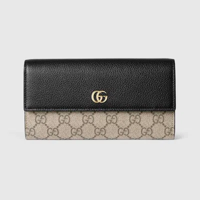 Gucci Gg Marmont Bi-color Continental Wallet In Black