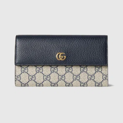 Gucci Gg Marmont Bi-color Continental Wallet In Blue