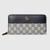 Gucci Gg Marmont Bi-color Zip Around Wallet In Blue