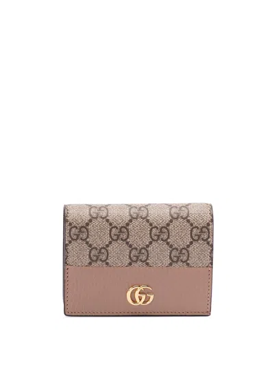 Gucci `gg Marmont` Bi-colour Card Case Wallet In Pink