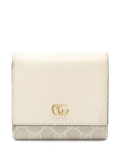 Pre-owned Gucci Gg Marmont Bi-fold Wallet In Neutral